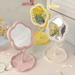 Creative Desktop Mirror with Flower Design – Bedroom & Home Decor