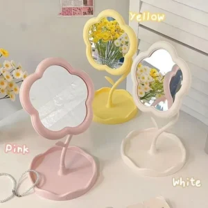 Creative Desktop Mirror with Flower Design – Bedroom & Home Decor