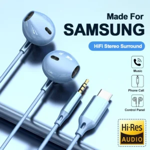 Wired USB-C & 3.5mm In-Ear Headphones with Mic – For Samsung Galaxy Devices