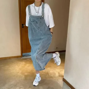 Women's Sleeveless Denim Overalls Dress