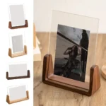 Walnut/Beech U-Shaped Acrylic Photo Frame – Creative Wooden Desktop Picture Frame